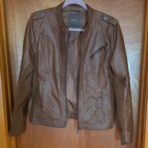 Brown Faux Leather Jacket